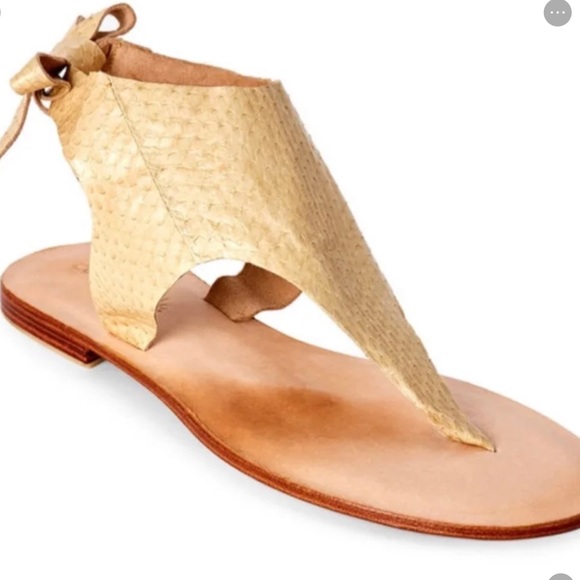 NWOT Cocobelle tie back python snakeskin thong sandals - Picture 5 of 7